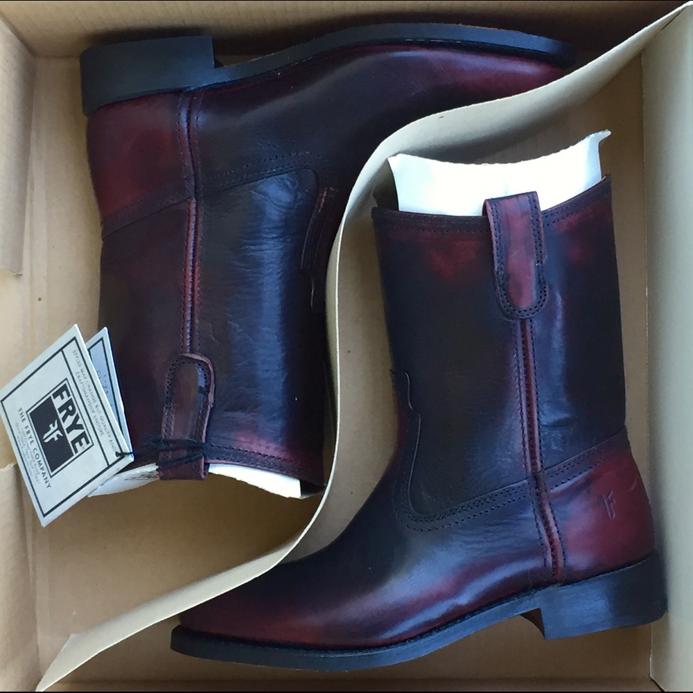 Limited Edition Frye Jet Boot Roper In Plum - Picture 2 of 4